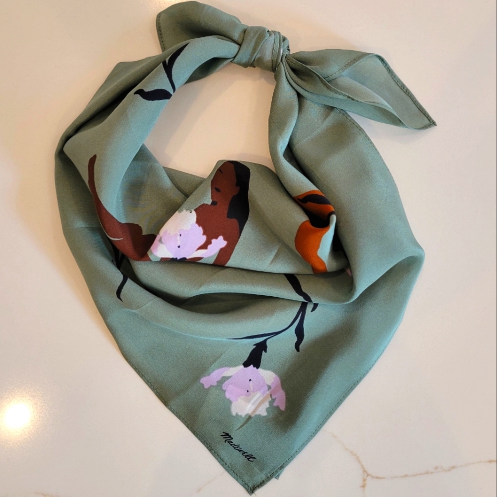NWOT Madewell Silk Bandana in Faded Palm Multi